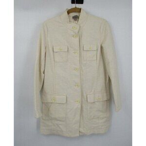 J Jill Jacket Small Womens White Ivory Button Closure Casual Knit Coat Preppy